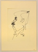 Csohány Kálmán (1925-1980): 2db karikatúra. Filc, papír, jelzett, 26x20, 28x20 cm