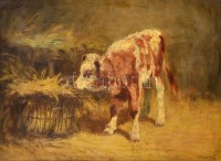 Erdőssy Béla (1871-1928): Boci. Olaj, karton, jelzett, keretben, 33×44 cm