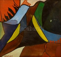 Farkasházy jelzéssel: Kompozíció. Olaj, farost, sérült keretben, 40×40 cm