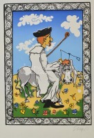 Farsang Sándor (1945-): Szomorú csacsi. Szitanyomat, papír, jelzett, 29×21 cm