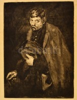 Fényes Adolf (1867-1945): Koldus. Rézkarc, papír, jelzés nélkül, 33×23 cm