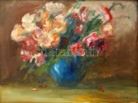 Henczné  jelzéssel :Virágcsendélet. Olaj, vászon, keretben, 60×80 cm