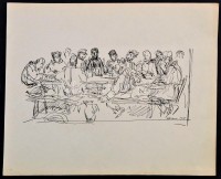 Hermann Lipót (1884-1972): Asztaltársaság, papír, ofszet, jelzés a nyomaton, 28,5×23,5 cm