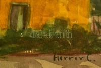 Herrer jelzéssel: Házak. Akvarell, papír, üvegezett keretben, 20×28 cm
