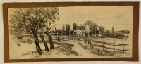 Illés jelzéssel: Kúria a birtokkal. Szén, papír, 24×59 cm