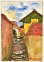 Ilosvai jelzéssel: Utcarészlet. Olaj, karton, sérült, 50×34 cm