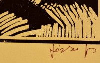 Józsa János (1936- ): Tavasz. Linó, papír, jelzett, 21×39 cm