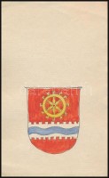 Fritz Junginger (?-?): Címerterv, vegyes technika, papír, jelzés nélkül, 17x10,5 cm