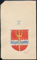 Fritz Junginger (?-?): Freiherrn von Reissig. Címerterv, vegyes technika, papír, jelzés nélkül, sarokhiány, 16,5x10 cm
