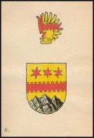 Fritz Junginger (?-?): Címerterv, vegyes technika, papír, jelzés nélkül, 16,5x10 cm