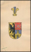 Fritz Junginger (?-?): Címerterv, vegyes technika, papír, jelzés nélkül, 16,5x10 cm