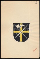 Fritz Junginger (?-?): Címerterv, vegyes technika, papír, jelzés nélkül, 15x10 cm