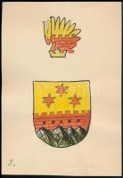 Fritz Junginger (?-?): Címerterv, vegyes technika, papír, jelzés nélkül, 14,5x10 cm