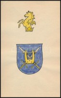 Fritz Junginger (?-?): Címerterv, vegyes technika, papír, jelzés nélkül, 16x10 cm