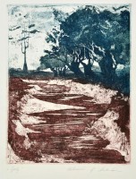 Kolozsvári Grandpierre Miklós (1950-): Ipoly. Színes rézkarc, papír, jelzett, 24×18 cm