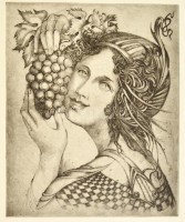 Kolozsvári Grandpierre Miklós (1950-): Szüret. Rézkarc, papír, jelzés nélkül, 30×23 cm