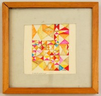 Martyn jelzéssel: Üvegplasztika (terv?). Filc, papír, üvegezett keretben, 16×12 cm
