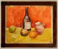 Márffy jelzéssel: Asztali csendélet. Akvarell, papír, üvegezett keretben, 36×45 cm