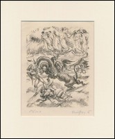 Márffy Ödön (1878-1959): Sárkány. Litográfia, papír, utólagos jelzéssel, paszpartuban, 18×14 cm