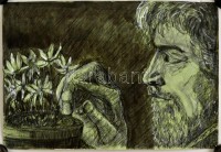 Nagy jelzéssel: Érzelmek iskolája. Ceruza, papír. Jelzett. 60x40 cm