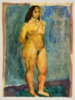 Perlrott jelzéssel: Női akt. Akvarell, papír, 32×23 cm
