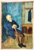 Perlrott jelzéssel: Öregapó. Akvarell, papír, 41×28 cm