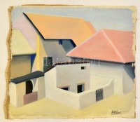 Pittner jelzéssel: Házak. Olaj, vászon, 28×31 cm