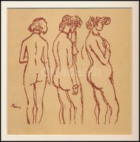 Rippl-Rónai József (1861-1927): Aktok. Cinkográfia, papír, jelzett a cinkográfián, 16x17 cm