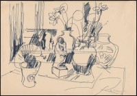 B. Séday Mária (1925-): Vázlat. Filc, papír, jelzett, 21×29 cm