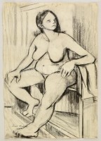Szabó jelzéssel: Ülő női akt. Szén, papír,  59×42 cm