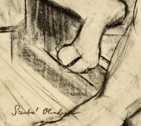 Szabó jelzéssel: Ülő női akt. Szén, papír,  59×42 cm