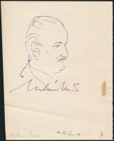 Szőnyi Jenő (1902-?): Urbán Ernő (1918-1974) költő. Filc, papír, jelzett, 13×14 cm