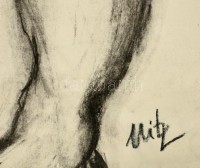 Uitz jelzéssel: Ülő női akt. Szén, papír, felcsavarva, kis szakadással, 68×42 cm