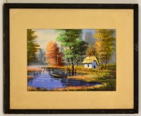 Zorkóczy jelzéssel: Viskó. Vegyes technika, papír, üvegezett keretben, 27×40 cm