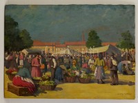 Zsigmond Béla (?-1945 k.): Piacnap, olaj, vászon, jelzett, 56,5×76,5 cm