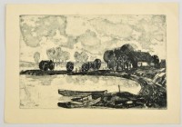 Zsoldos Nagy Illés (?-?): Halastó. Rézkarc, papír, jelzés nélkül, 20×31 cm