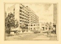 Heves megyei épületek. 9 db rézkarc, jelzett, albumban, 9,5×13 cm