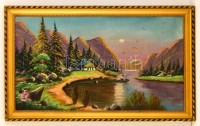 Jelzés nélkül: Pecázó. Olaj, vászon, keretben, 45×80 cm