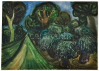 Jelzés nélkül: Erdei álom. Akvarell, papír,szakadt, 29×41 cm