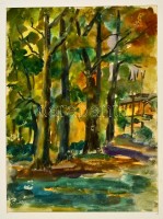 Jelzés nélkül: Park részlet. Akvarell, papír, 38×28 cm