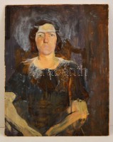 Jelzés nélkül: Női portré, olaj, karton, 75×60 cm
