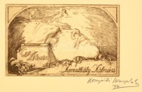 Komjáti-Wanyerka Gyula (1894-1958): Erotikus ex libris Koronthály Kálmán. Rézkarc, papír, jelzett, lapméret 16x24cm