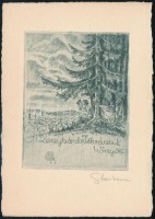 Sterbenz Károly (1901-1993): 2 db ex libris. Rézkarc, papír, jelzett, 8,5×6 cm