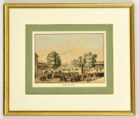 XIX. sz . Wiesbadent ábrázoló színezett fametszet igényes üvegezett keretben. 44x37 cm