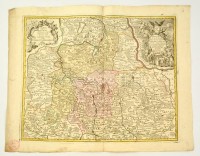 Lotter, Tobias Conrad: (1717-1777): Alsó Lausitz hercegség rézmetszetű térképe. Marchionatus Lusatiae inferioris Bohemiae olim regno jam elect. Saxoniae subject in circulos, ... Papír készítést ábrázoló, díszes kartussal. / Making of
