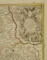 Lotter, Tobias Conrad: (1717-1777): Alsó Lausitz hercegség rézmetszetű térképe. Marchionatus Lusatiae inferioris Bohemiae olim regno jam elect. Saxoniae subject in circulos, ... Papír készítést ábrázoló, díszes kartussal. / Making of