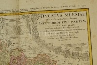 1745 Alsó-Szilézia térképe. Ducatus Silesiae Tabula Altera Superiorem Silesiam exhibens ex mappa Hasiana ... Anno 1746. Homann Heirs. Nagyméretű színezett rézmetszetű térkép. Foltos. / Map of Lower-Silesia. Large colored etching. 57x45 cm