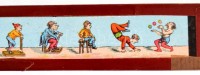 Régi mesejelenetekkel festett üveglemez, 60 db, 2 db ha tárolódobozban, szép állapotban, 2,5x10 és 4x15 cm közti méretben