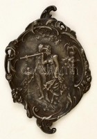 cca 1890 Aninai emlék, falikép, önött vas, 21×14 cm