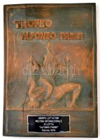 'Trofeo Alfonzo Parisi' tengeri életmentésért járó, fa emléktábla, Gruppo Lotatori Meeting Internatzionale di Lotta 'Alfonso Parisi' Palermo 1978, fémtáblácskával, faragott fa, jelzés nélkül, repedéssel, 32x23 cm.